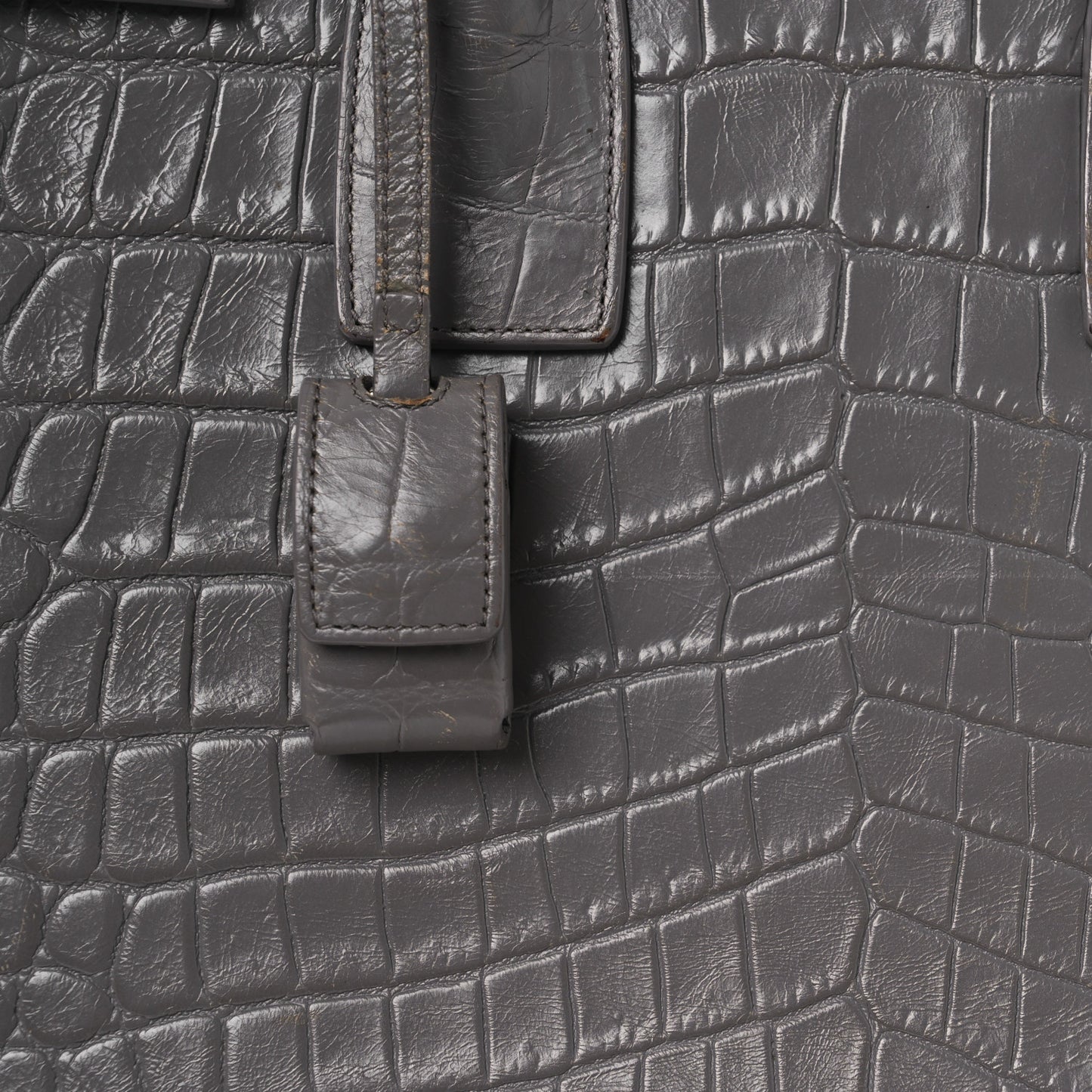 Calfskin Crocodile Embossed Small Sac de Jour Fog