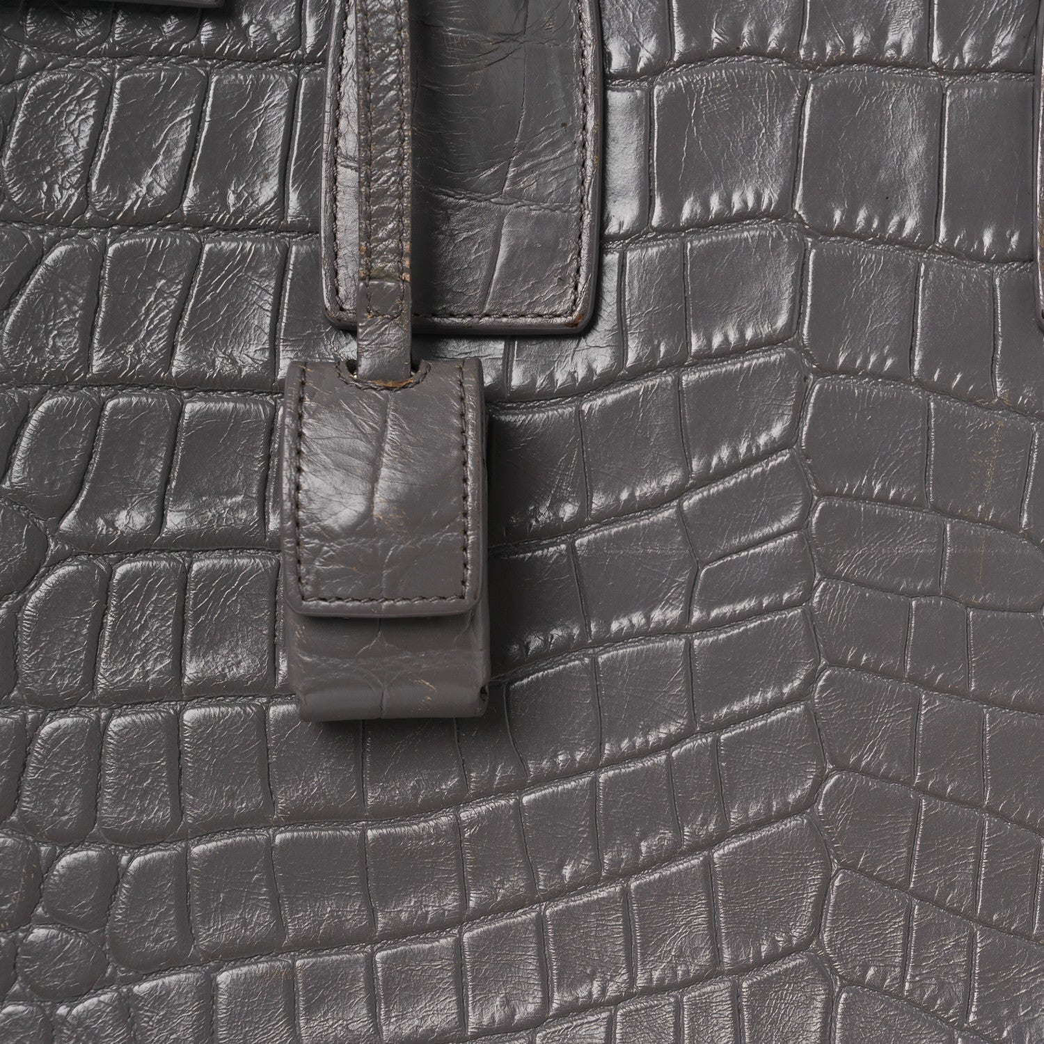 Saint Laurent Calfskin Crocodile Embossed Small Sac de Jour Fog 8 of 19