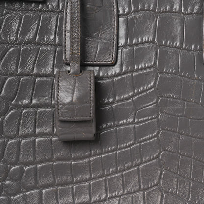 Saint Laurent Calfskin Crocodile Embossed Small Sac de Jour Fog 8 of 19