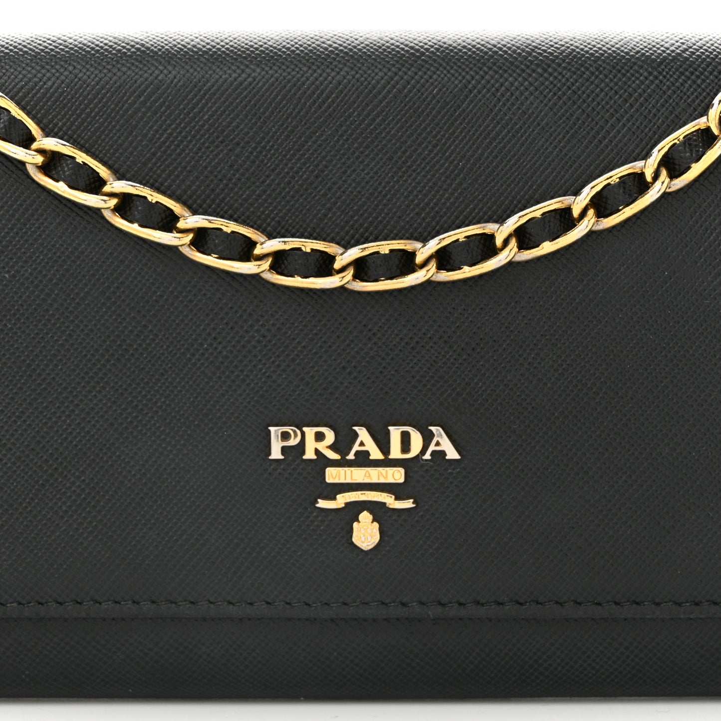 Saffiano Metal Oro Chain Wallet Black