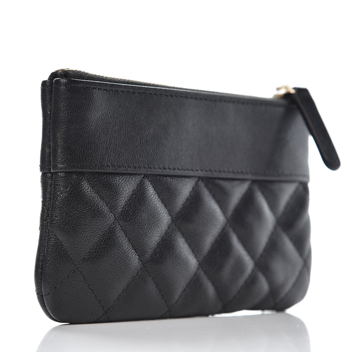 Sheepskin Quilted Small Vintage Mademoiselle Cosmetic Case Black