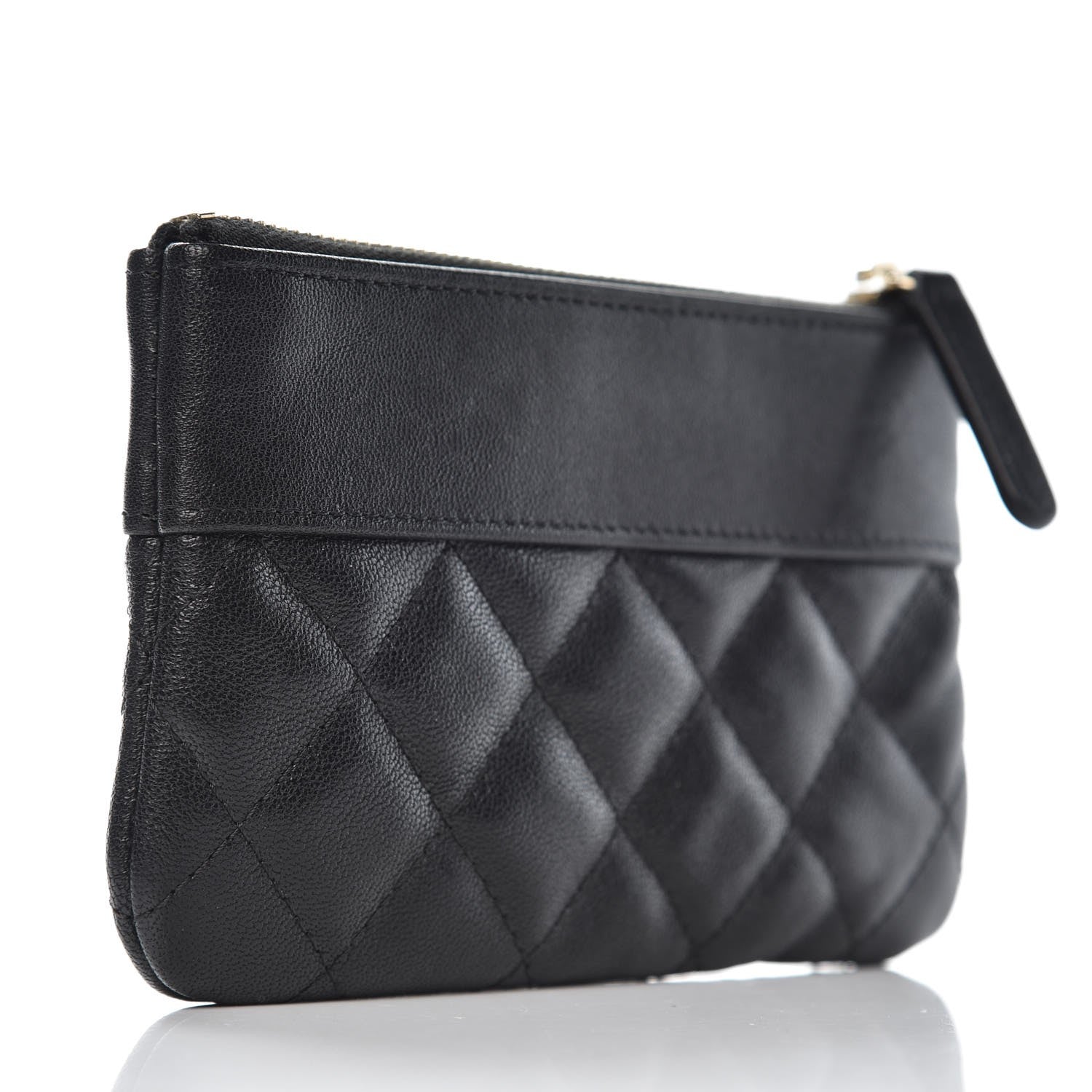 Chanel Sheepskin Quilted Small Vintage Mademoiselle Cosmetic Case Black 4 of 16