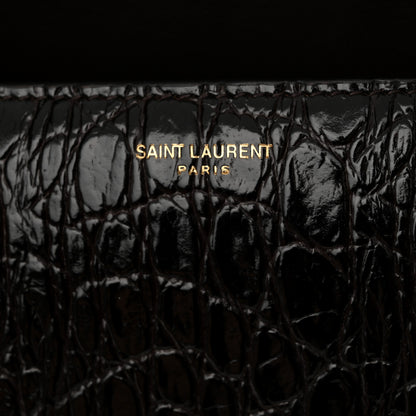 Saint Laurent Embossed Calfskin Carre Satchel Brown 6 of 12