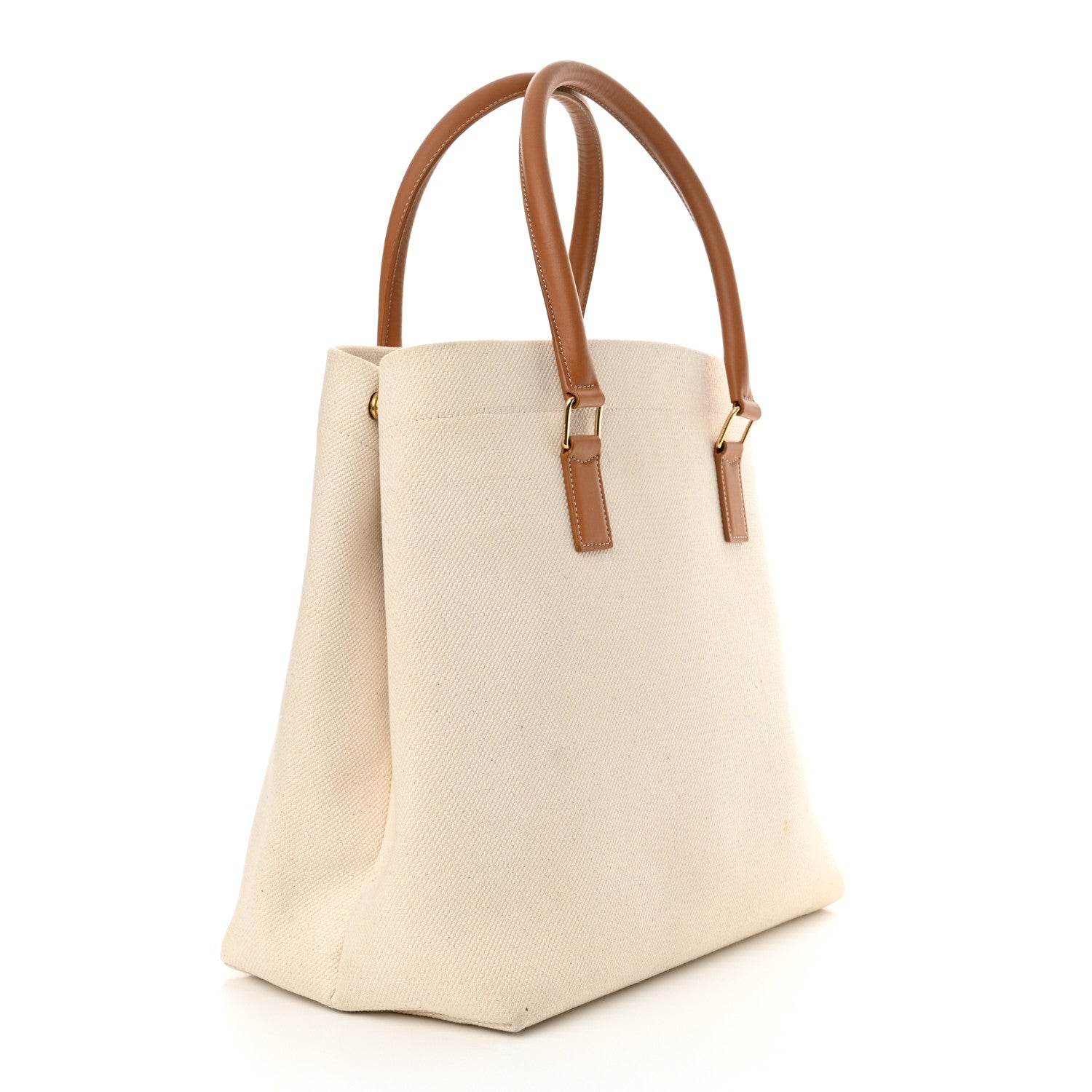 Celine Canvas Calfskin Logo Print Small Horizontal Cabas Natural Tan 3 of 16