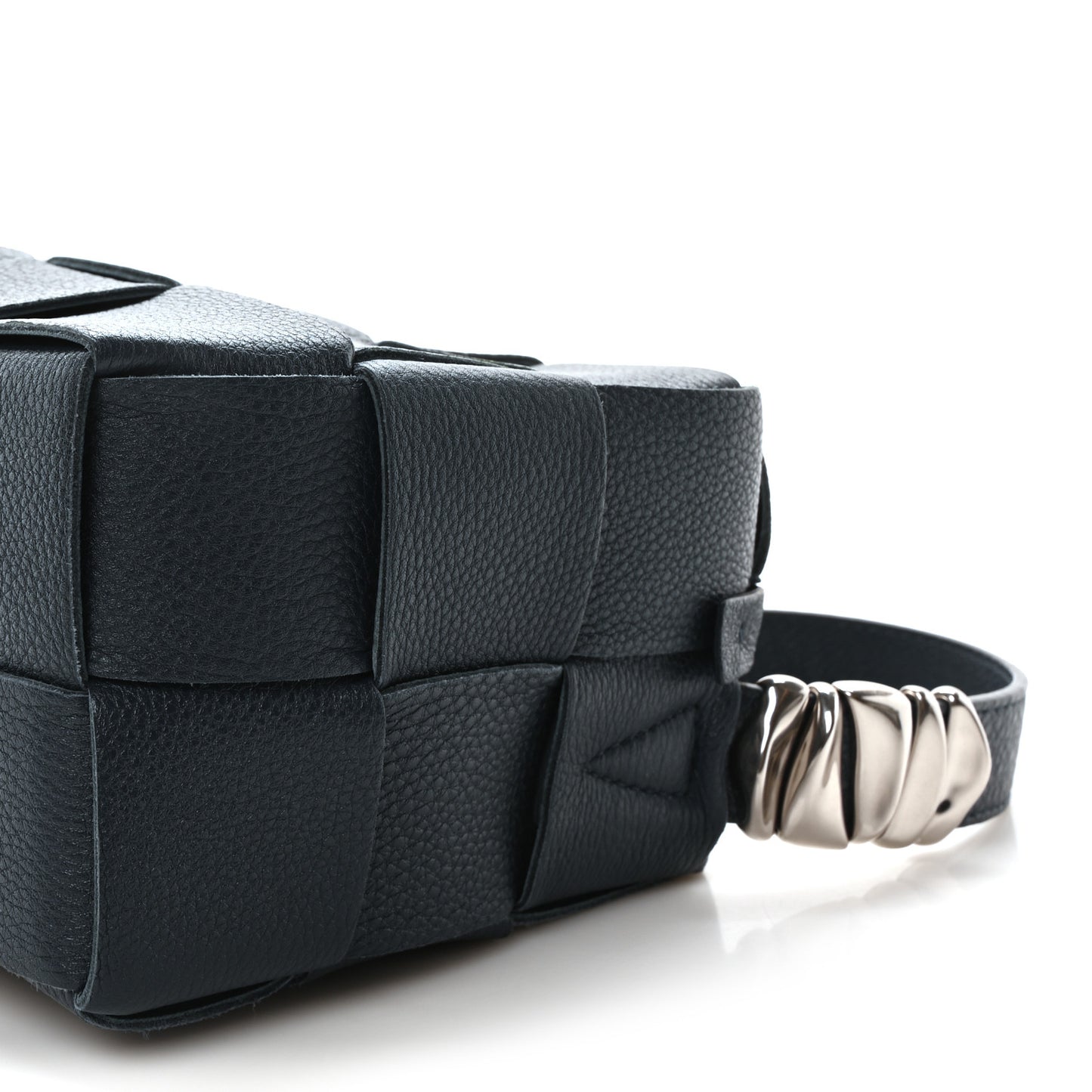 Grained Calfskin Maxi Intrecciato Brick Cassette Bag Deep Blue