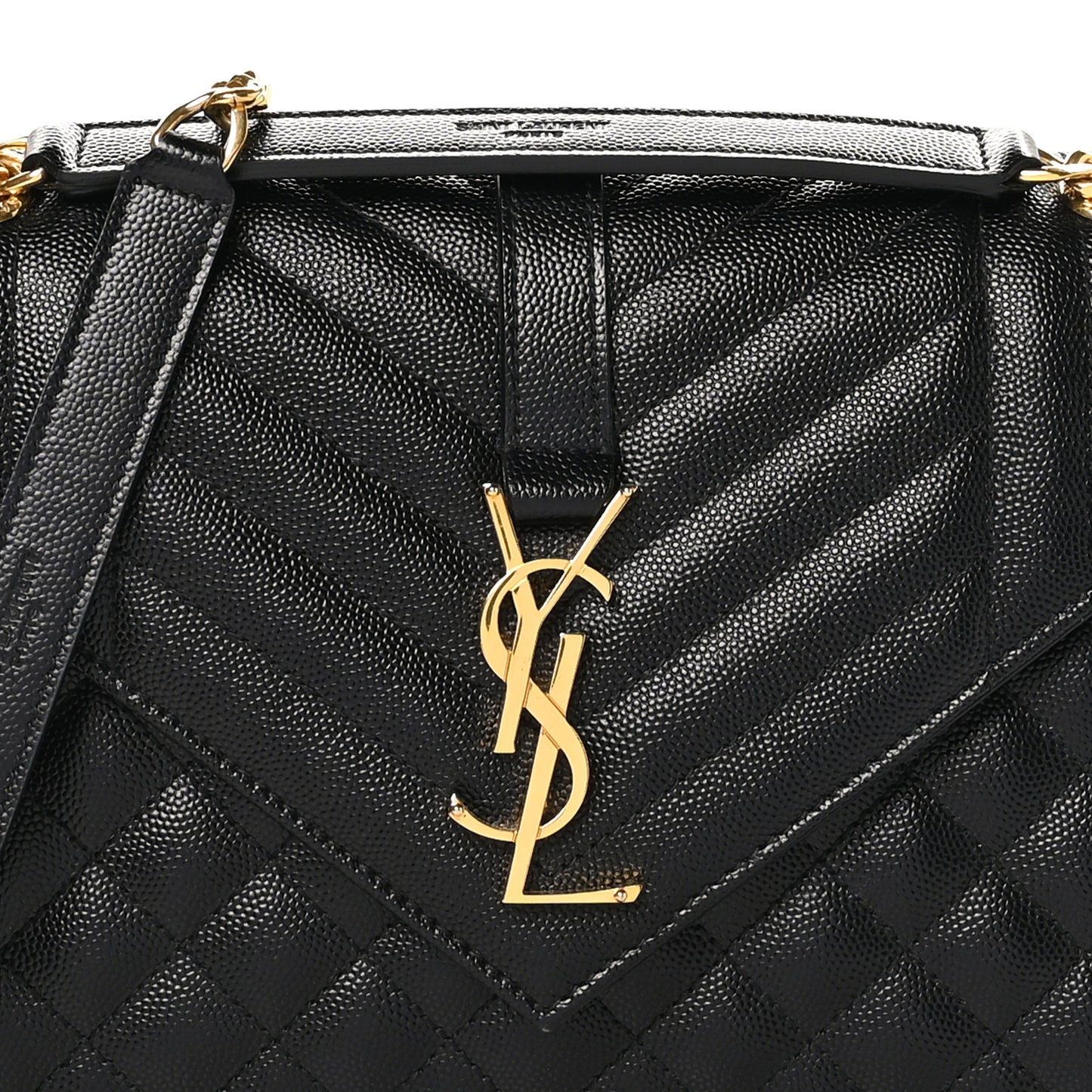 Grain De Poudre Textured Mixed Matelasse Triquilt Medium Monogram Satchel Black