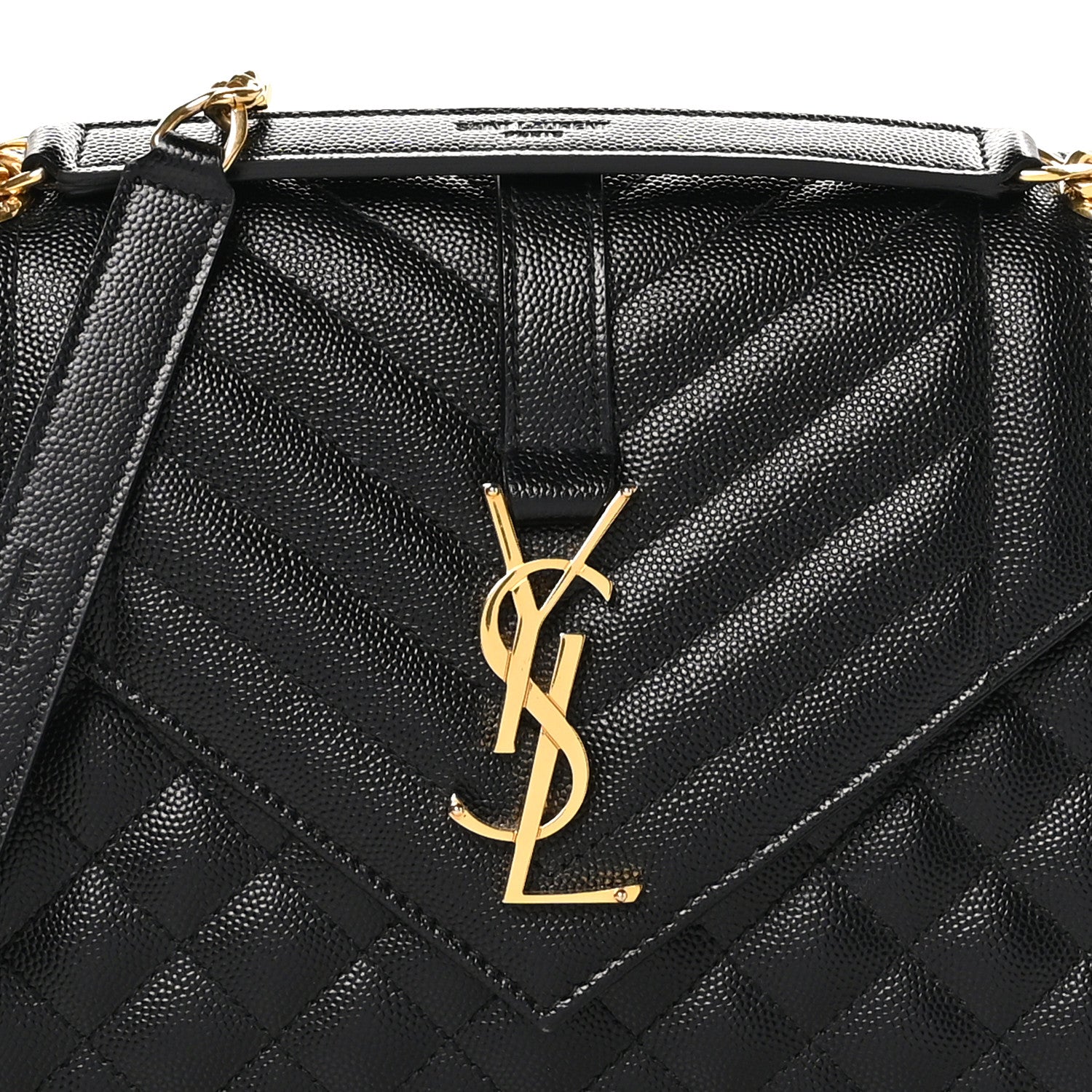 Saint Laurent Grain De Poudre Textured Mixed Matelasse Triquilt Medium Monogram Satchel Black 8 of 10