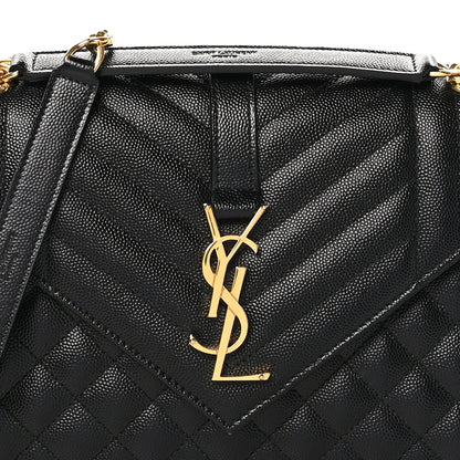 Saint Laurent Grain De Poudre Textured Mixed Matelasse Triquilt Medium Monogram Satchel Black 8 of 10