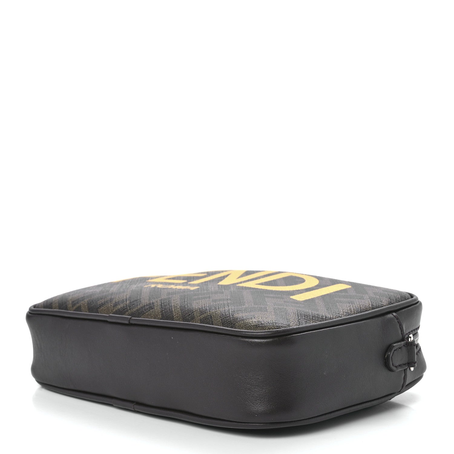 Fendi Shiny Glazed Fabric Vitello Cover FF 1974 Logo Medium Camera Case Tobacco Moro Giallo Ebano 11 of 13