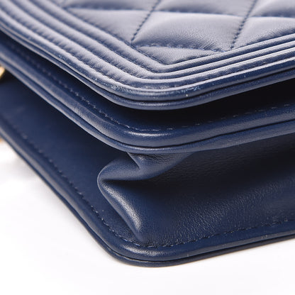 Chanel Lambskin Quilted Boy Wallet On Chain WOC Navy Blue 10 of 12