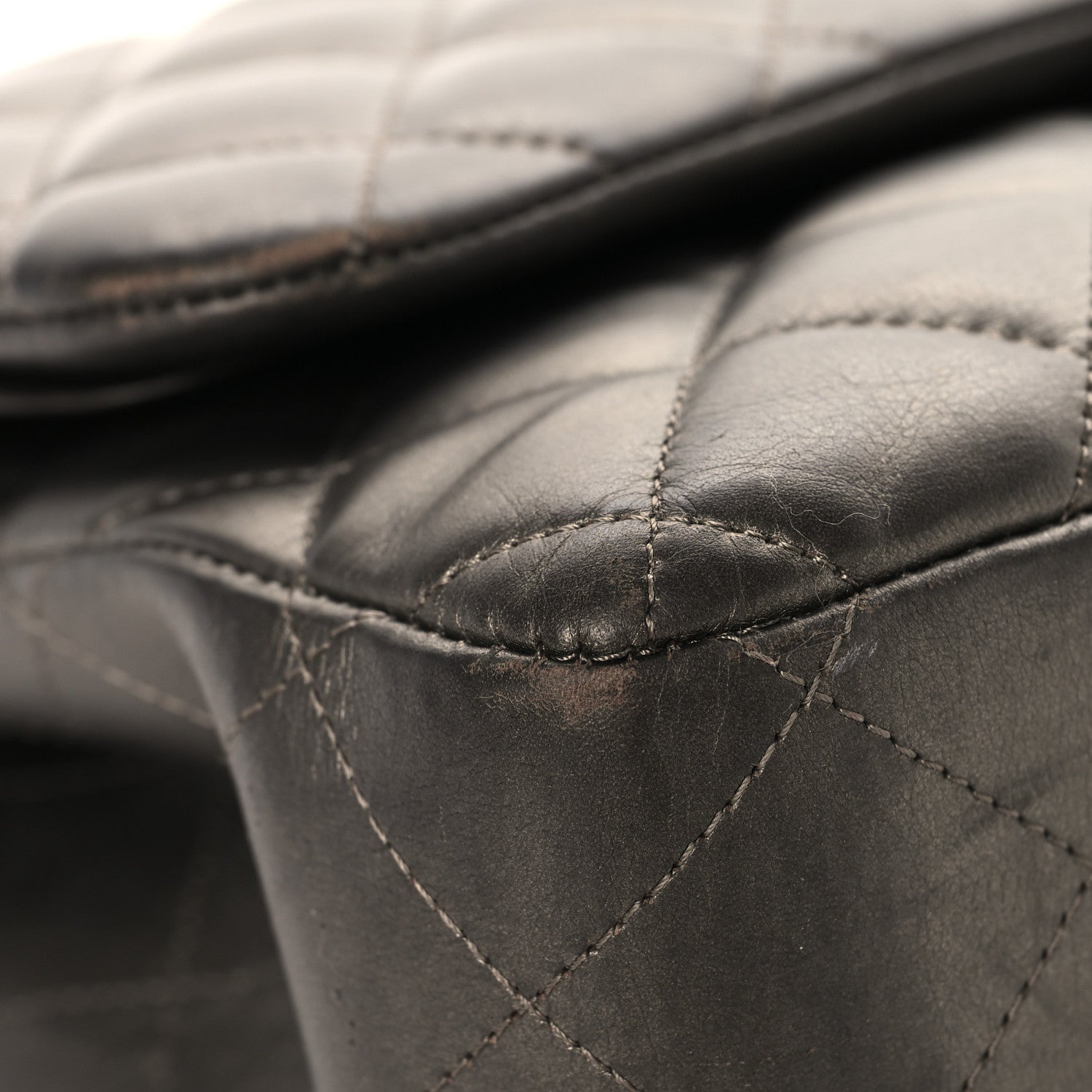 Chanel Metallic Lambskin Quilted Jumbo Double Flap Pewter 9 of 14