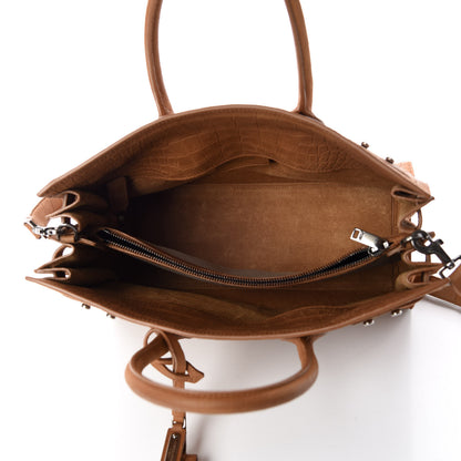 Saint Laurent Crocodile Embossed Suede Small Supple Sac de Jour Tan 8 of 14