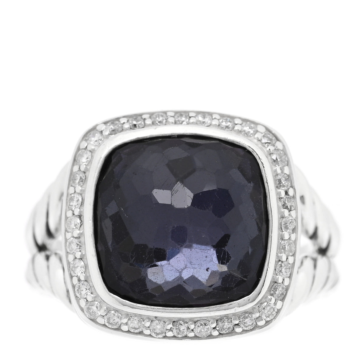David Yurman Sterling Silver Diamond Black Orchid 11mm Albion Ring 51 5.75 1 of 4