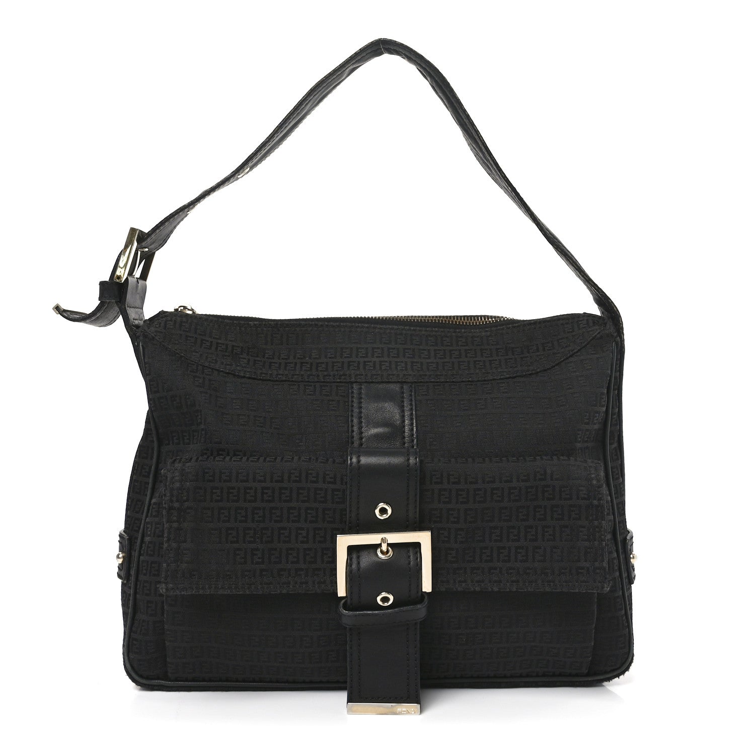 Fendi Zucchino Vitello Shoulder Bag Black 1 of 12