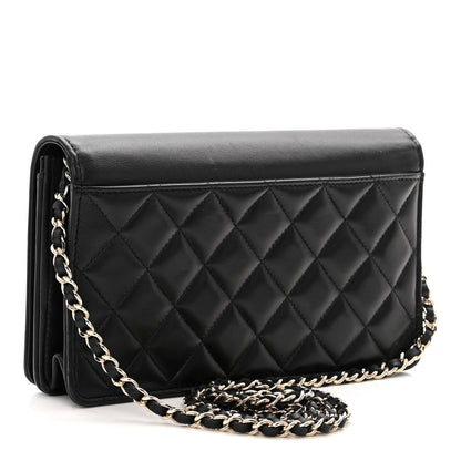 Chanel Lambskin Quilted Timeless CC Wallet On Chain WOC Black 3 of 13