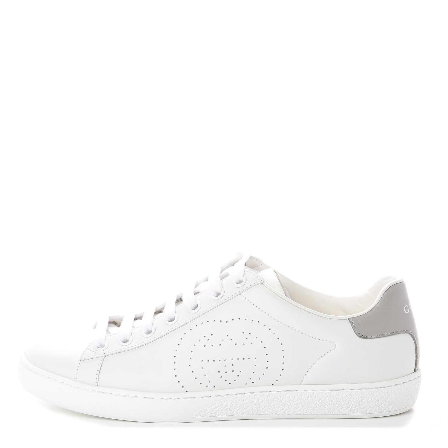 Gucci Calfskin Interlocking G Perforated Womens Ace Sneakers 36.5 White Grey Sky 1 of 7