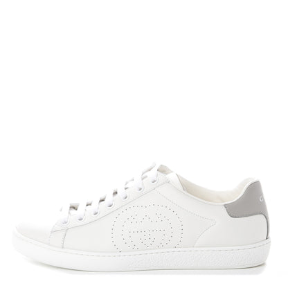 Gucci Calfskin Interlocking G Perforated Womens Ace Sneakers 36.5 White Grey Sky 1 of 7