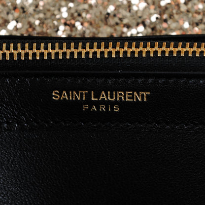 Saint Laurent Glitter Galactica Monogram Chain Wallet Platino 6 of 7