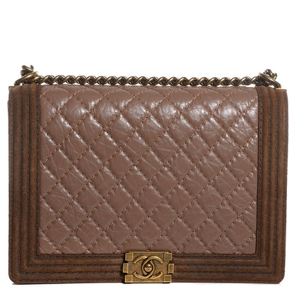 Chanel Aged Calfskin Quilted Large Boy Flap Light Brown 1 of 11