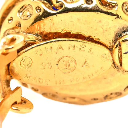 Chanel Resin CC Clip On Earrings Blue Gold 4 of 4