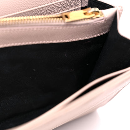 Saint Laurent Grain De Poudre Matelasse Chevron Monogram Chain Wallet Marble Pink 11 of 14