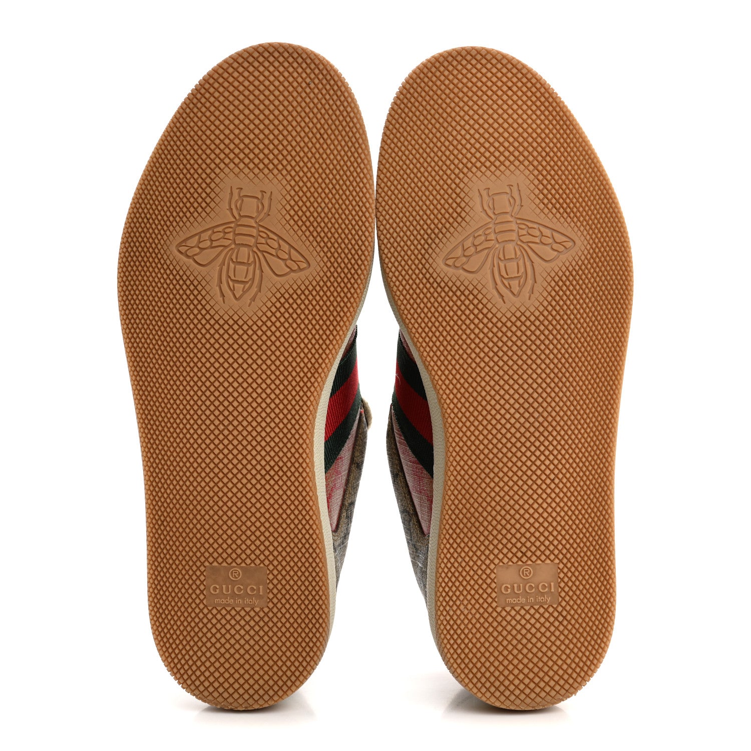 Gucci GG Supreme Monogram Harness Calfskin Web Womens Screener Sneakers 37.5 Beige Ebony Rosso Harness Brown 6 of 10