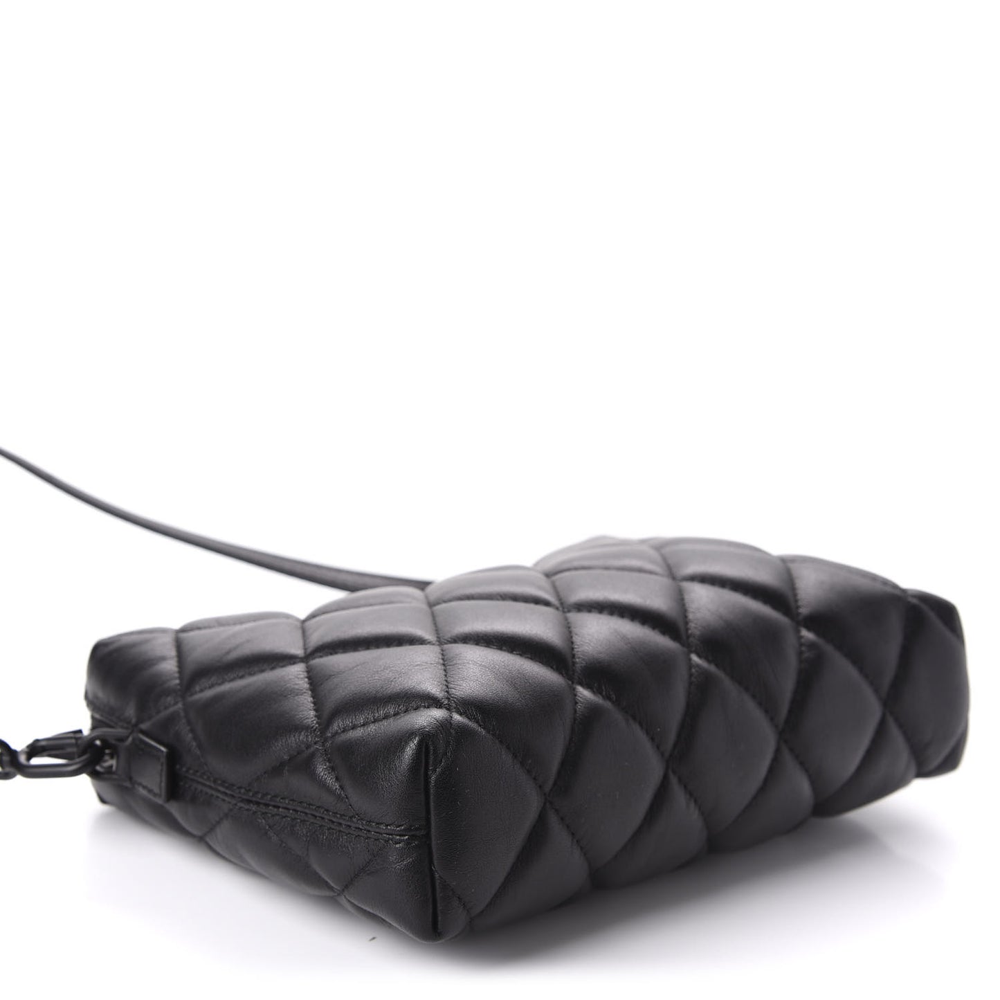 Nappa Calfskin Quilted Touch B Camera Shoulder Bag Black