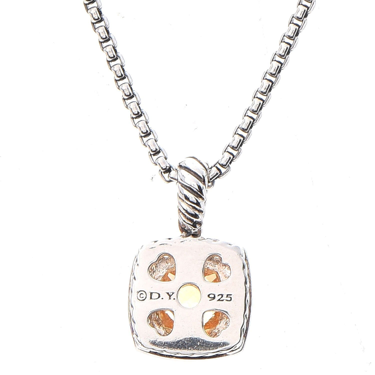 David Yurman Sterling Silver Diamond Citrine 7mm Petite Albion Pendant Necklace 5 of 7