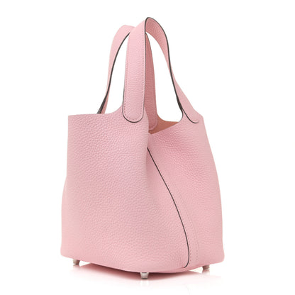 Hermes Taurillon Clemence Picotin Lock 18 PM Rose Sakura 3 of 11