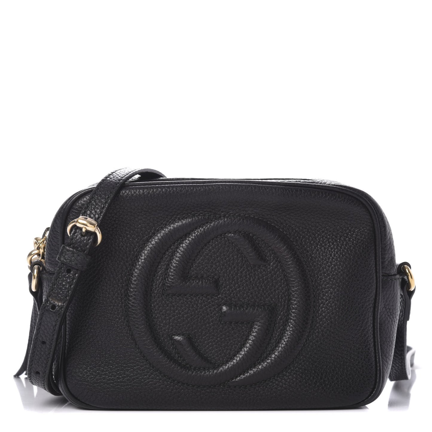 Pebbled Calfskin Small Soho Disco Bag Black