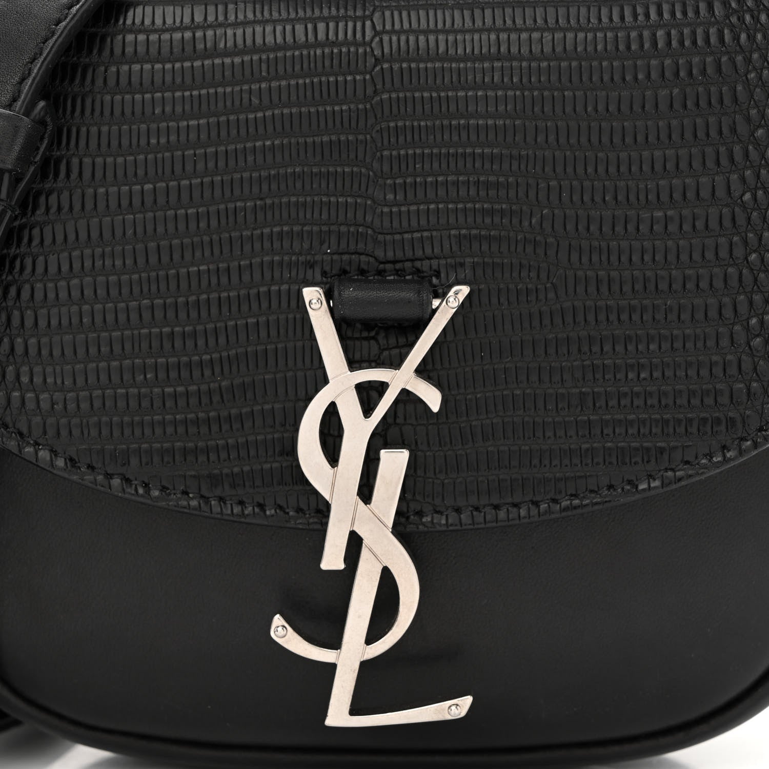 Saint Laurent Calfskin Snakeskin Effect Mini Classic Monogram Kaia Satchel Black 8 of 12
