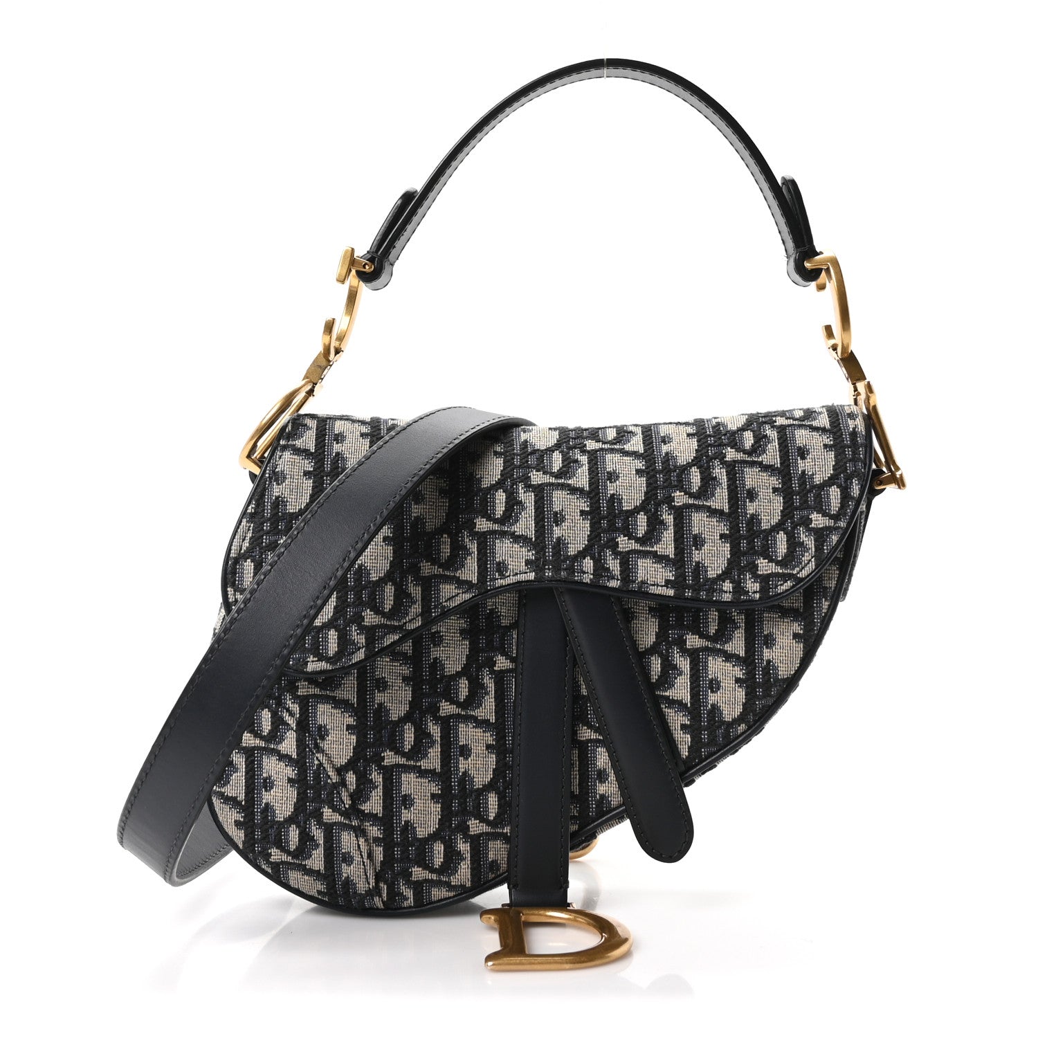 Christian Dior Oblique Mini Saddle Bag With Strap Blue 1 of 11
