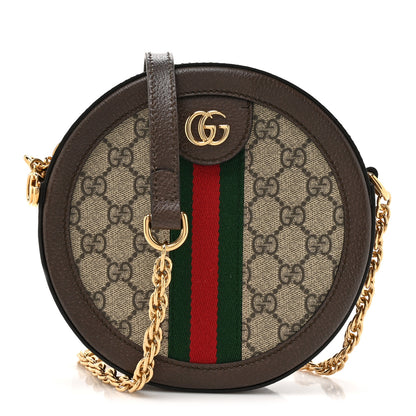 Gucci GG Supreme Monogram Web Mini Ophidia Round Shoulder Bag Brown 1 of 11