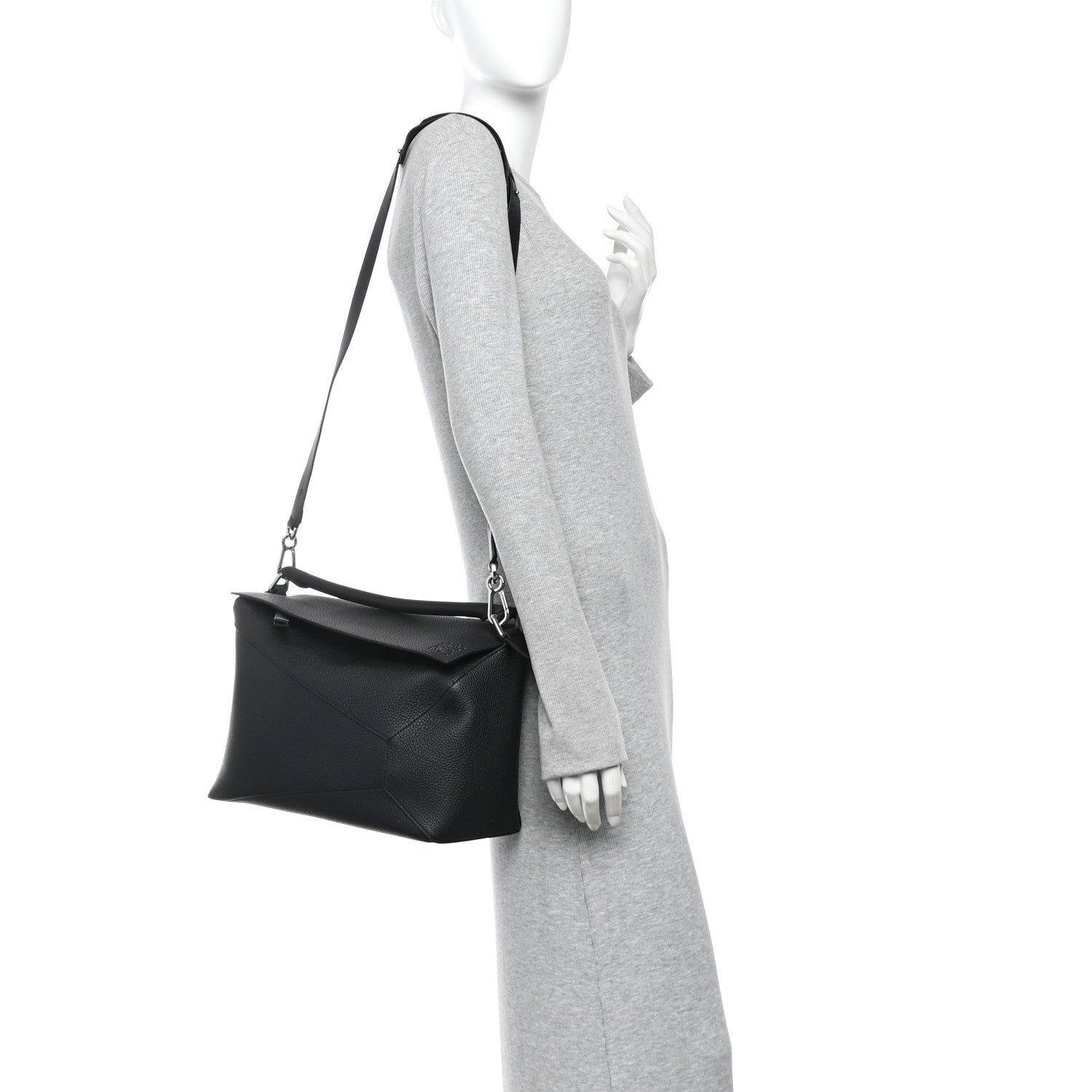 Loewe Grained Calfskin Large Puzzle Bag Black 2 of 9