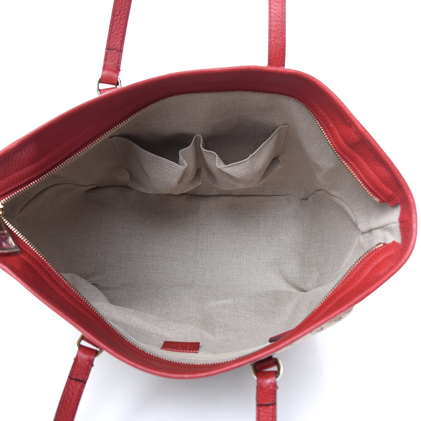 Monogram Bree Zippered Tote Beige Red
