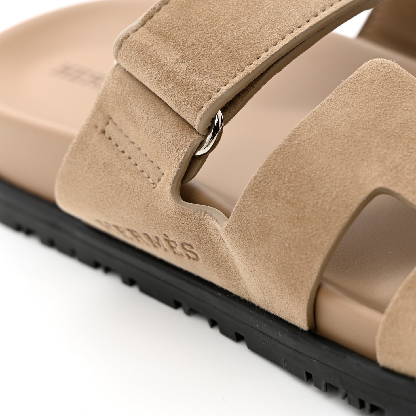 Suede Goatskin Womens Chypre Sandals 38 Beige Argile