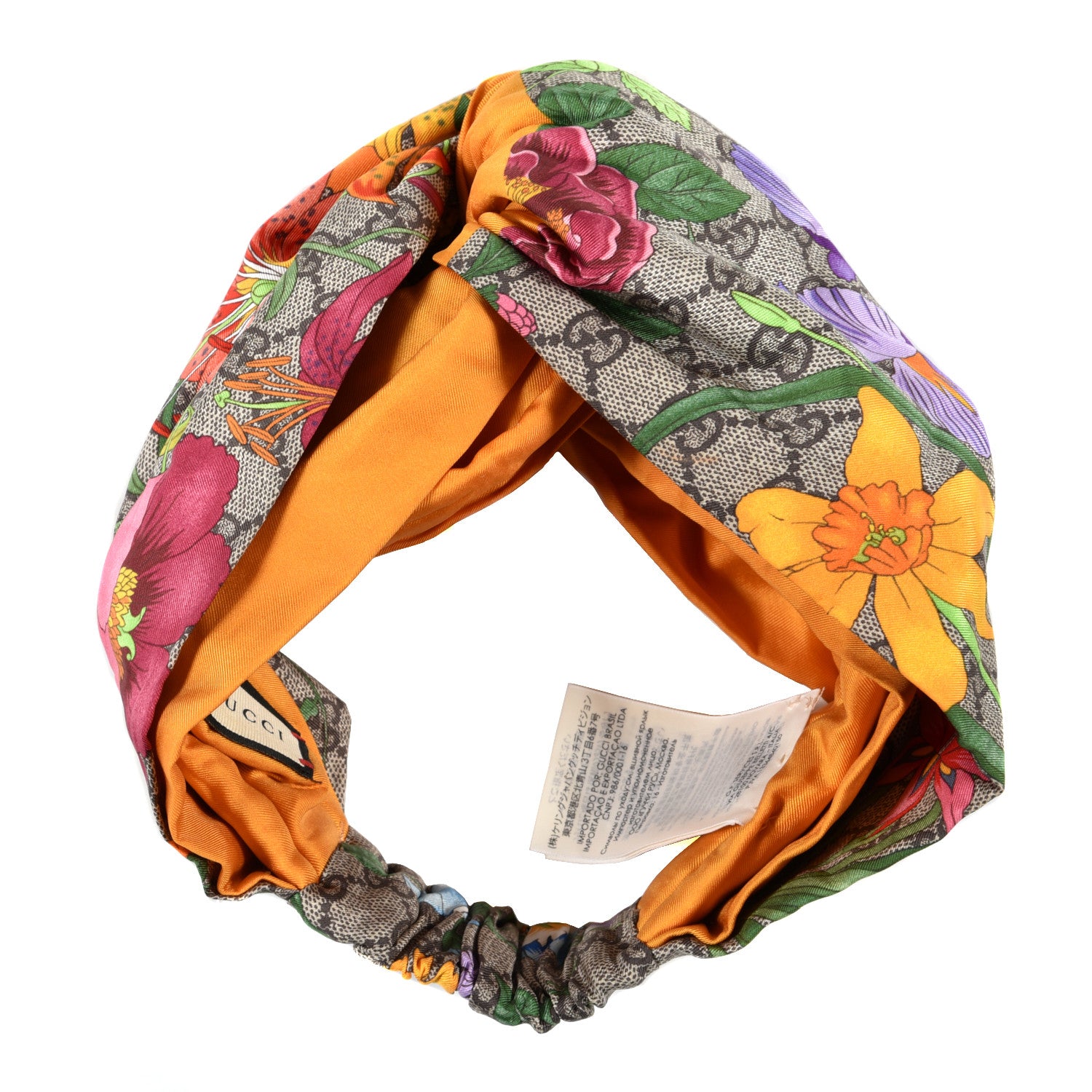 Gucci Silk Monogram Flora Print Headband M Orange 2 of 4