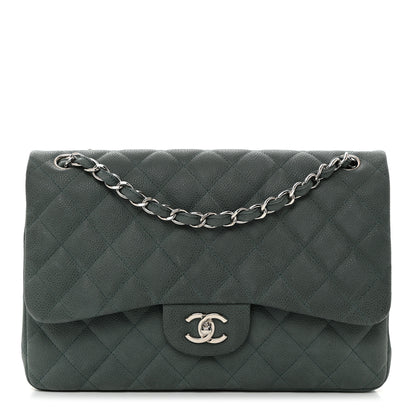 Chanel Iridescent Caviar Quilted Jumbo Double Flap Green 1 of 13