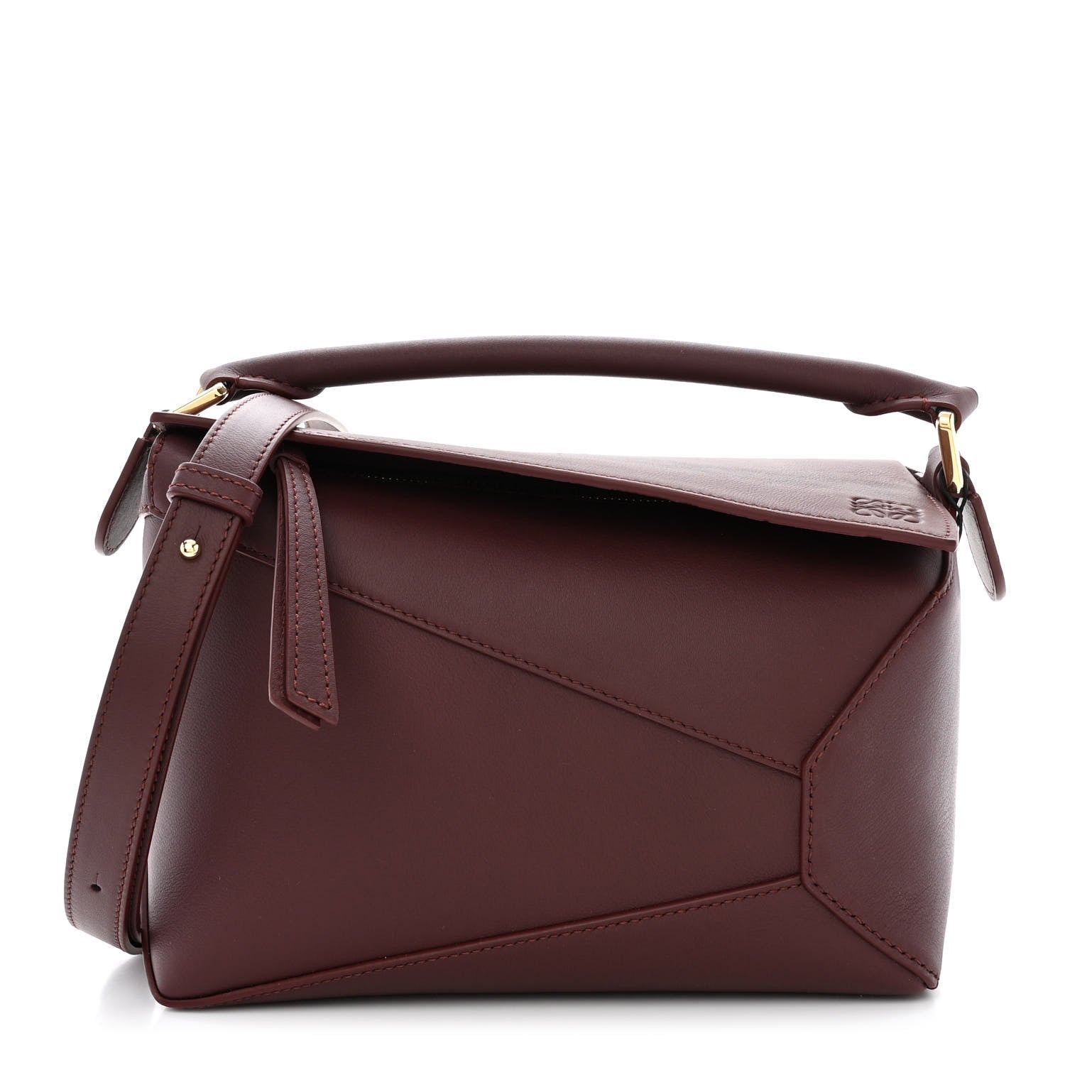 Loewe Soft Grained Calfskin Small Puzzle Edge Bag Dark Burgundy 1 of 10