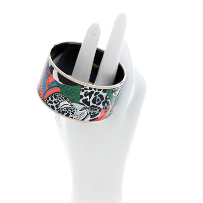 Hermes Enamel Printed Jaguar Quetzal Extra Wide Bracelet 65 2 of 4