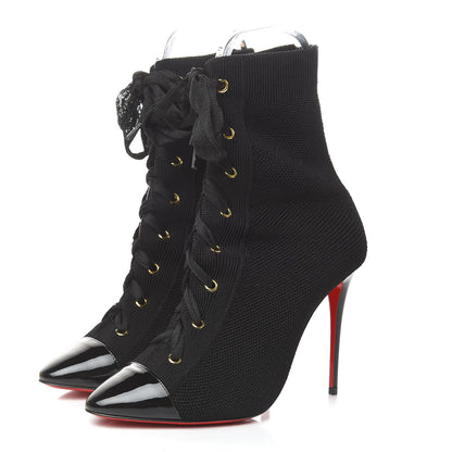 Christian Louboutin Patent Maille Tricot Frenchie 100 Ankle Boots 38.5 Black 3 of 10