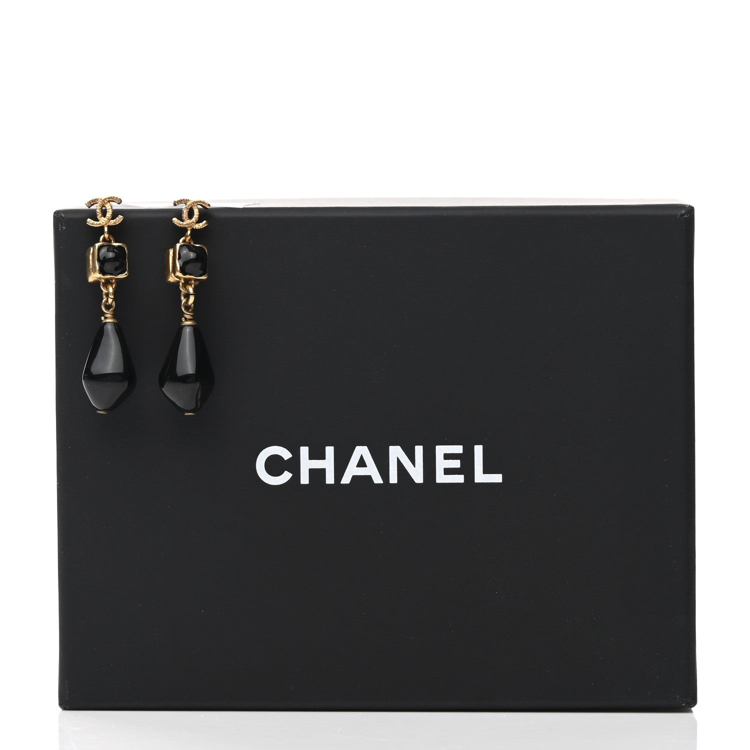 Chanel Bead CC Drop Earrings Black Gold 5 of 5