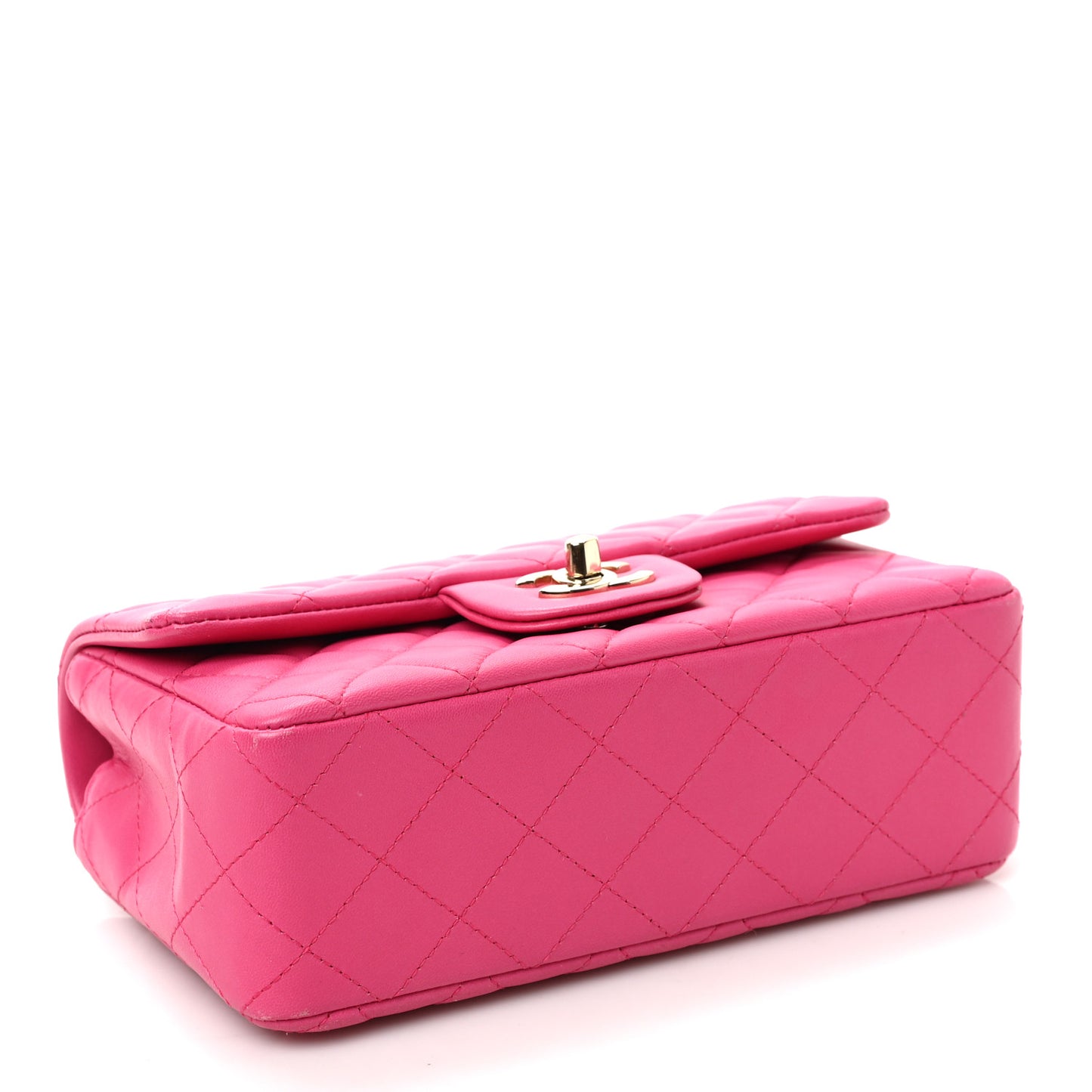 Lambskin Quilted Mini Rectangular Flap Fuchsia