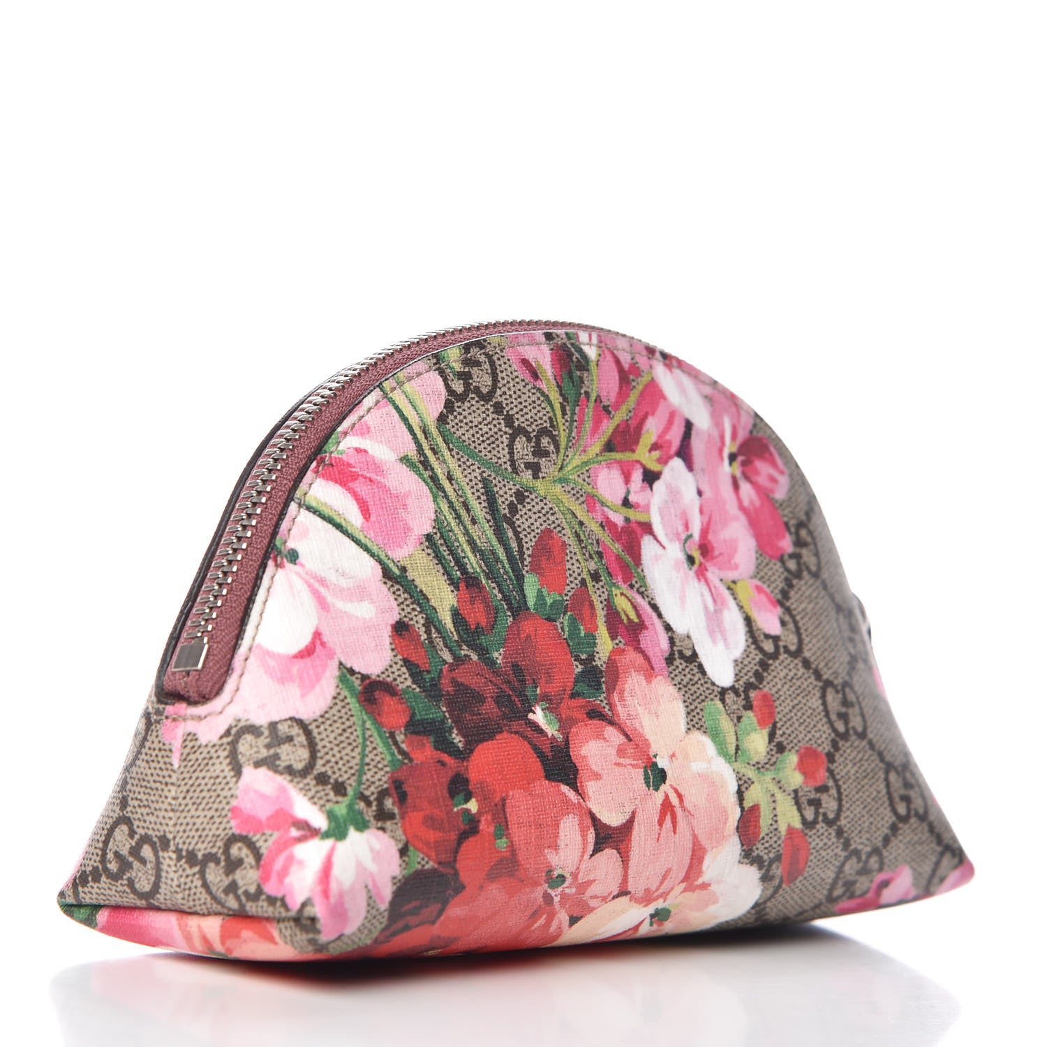 Gucci GG Supreme Monogram Blooms Small Pouch Cosmetic Case Beige Multicolor Dry Rose 3 of 10