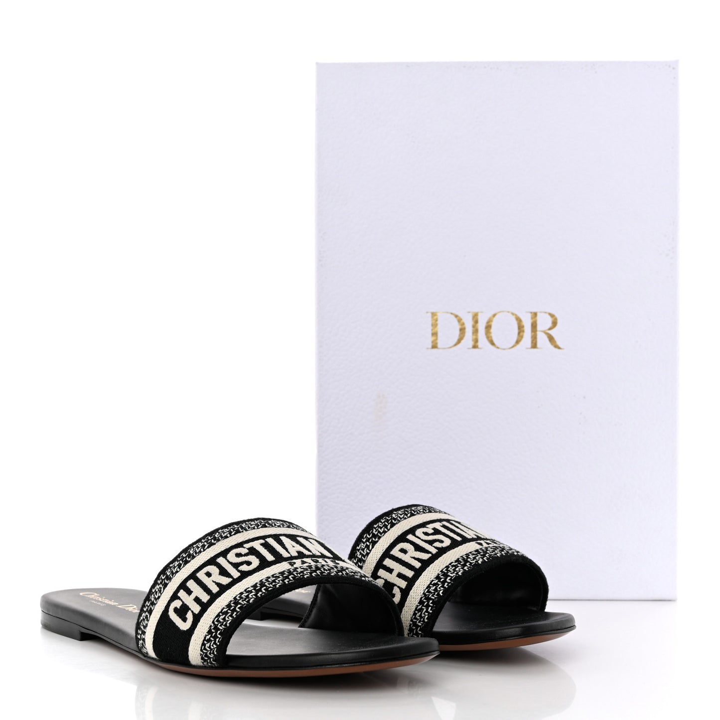 Canvas Embroidered Dway Mules Slide Sandals 41 Black