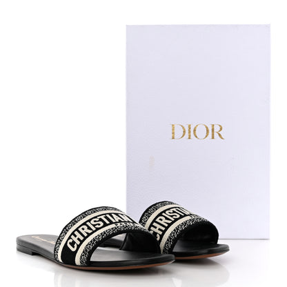 Christian Dior Canvas Embroidered Dway Mules Slide Sandals 41 Black 9 of 9
