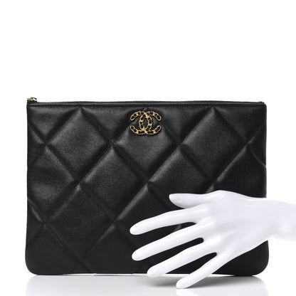 Chanel Goatskin Quilted Large 19 Cosmetic Case Black 2 of 8