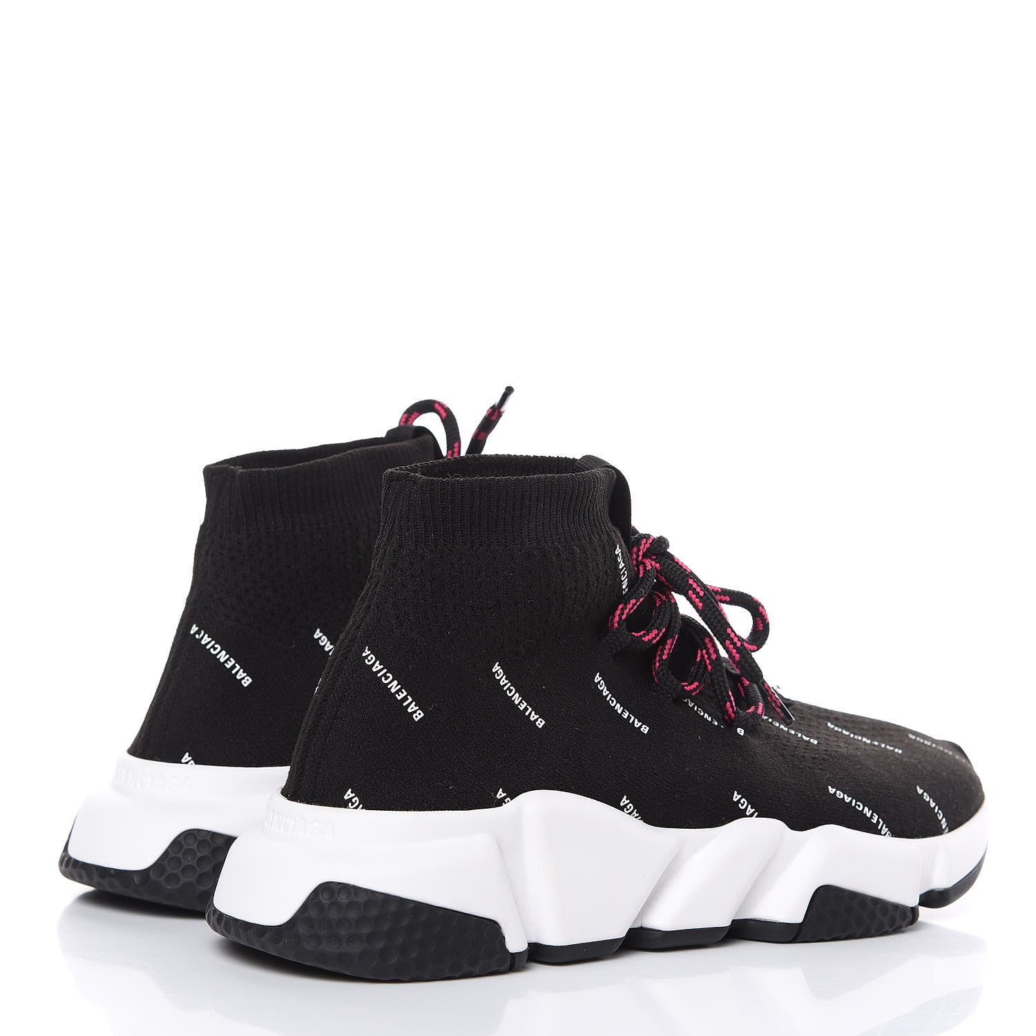 Balenciaga Neoprene Knit Allover Logo Womens Speed Lace Up Sneakers 38 Black 4 of 10