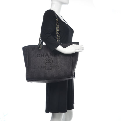 Chanel Woven Straw Raffia Striped Large Deauville Tote Black 2 of 10