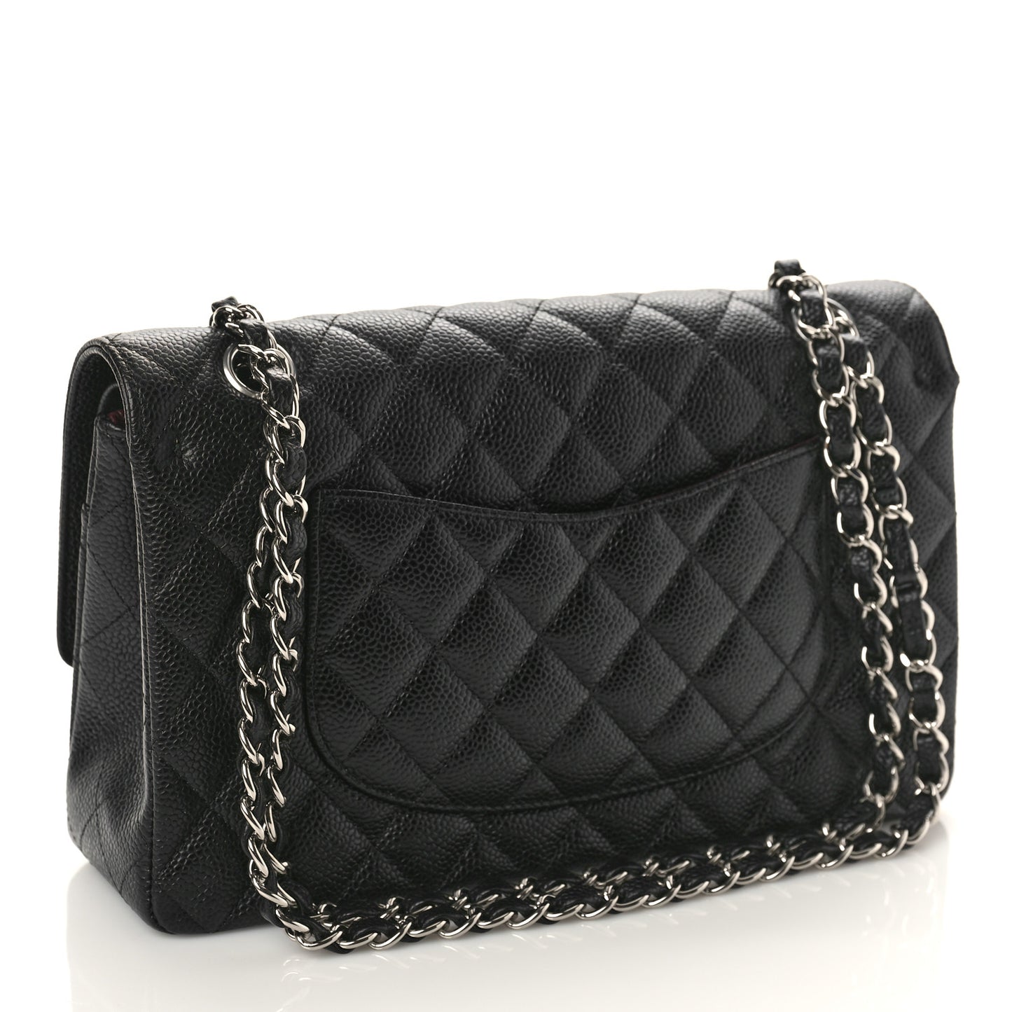 Caviar Quilted Medium Double Flap Black